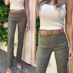 Bevy Flog Jerome Olive Green Corduroy High-Waist Pants size 27
